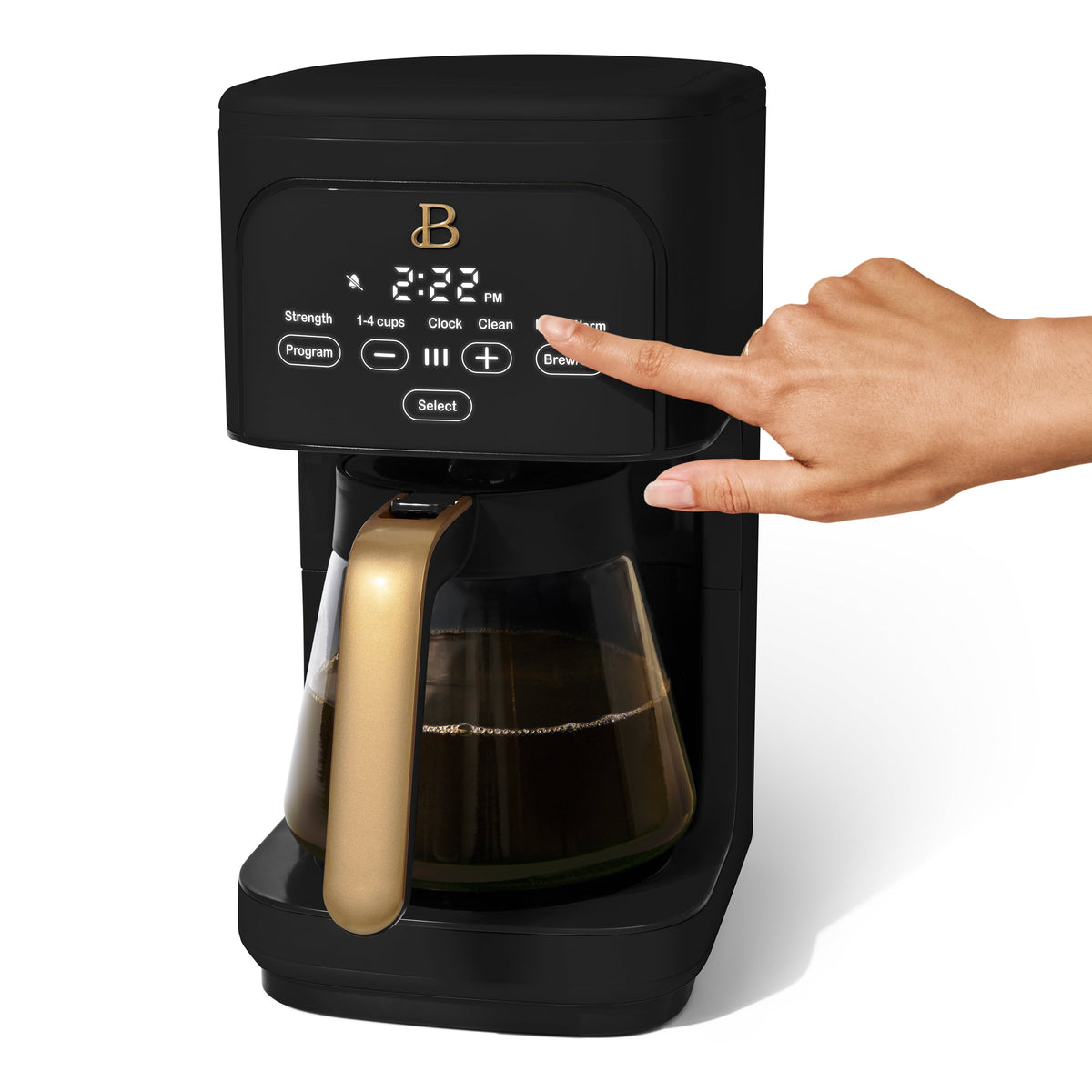 Beautiful by Drew Barrymore 12-Cup Programmable Coffee Maker, Black Sesame