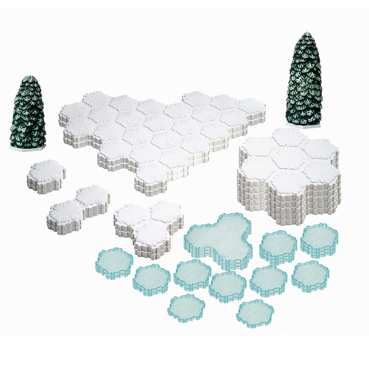 Renegade Games: Heroscape: The Snow Fields of Valhalla Terrain Expansion - 36 Hex-Tiles, 2 Tree Miniatures, Build Snow-Ice- Forrest Environments