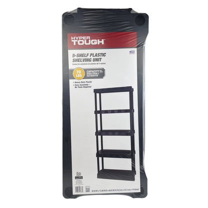 Hyper Tough 5-Tier Black Plastic Shelf Unit, 13.88 in D x 30 in W x 68.8 in H, 350 lb Capacity