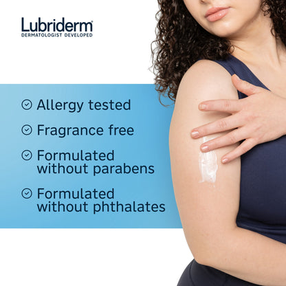 (3 pack) Lubriderm Daily Moisture Body Lotion + Pro-Ceramide, Fragrance Free, 24 Fl oz
