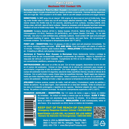 (6 pack) Berryman B-12 Chemtool Air Intake & Throttle Body Cleaner, 11 oz Aerosol