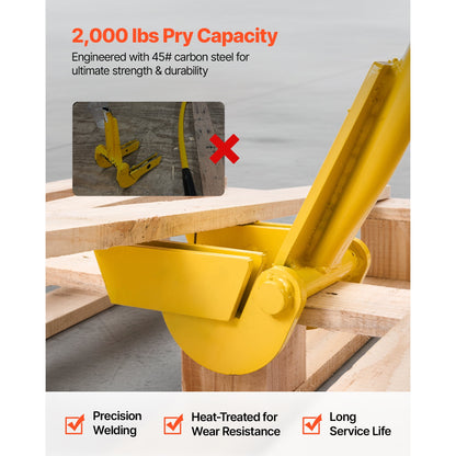 KFFKFF Pallet Buster Tool with 41-Inch Carbon Steel Handle, 2000 lbs Load Capacity, Durable Pry Bar for Deck Board Removal, Flooring, Framing, Roofing, Trim, and Drywall Tasks