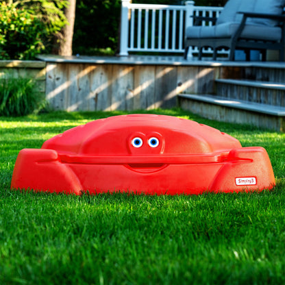 Simplay3 Coastal Crab Portable Plastic Sandbox with Cover, Hot Tamale Red