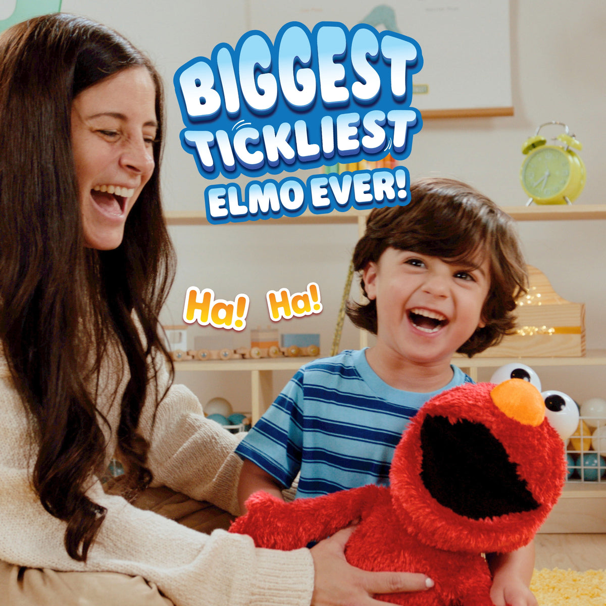 Sesame Street Tickle Me Elmo Giggle Max 18-Inch Interactive Plush Toy, Biggest Tickliest Elmo Ever, Ages 18 Months+