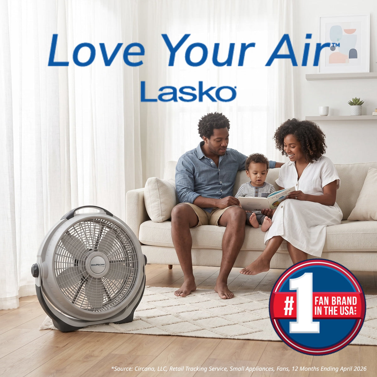 Lasko Wind Machine 20" 3-Speed Pivoting Head Air Circulator Fan A20301