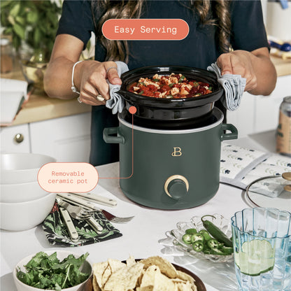 Beautiful 2-Pack 2qt Slow Cooker, Thyme Green, White Icing by Drew Barrymore