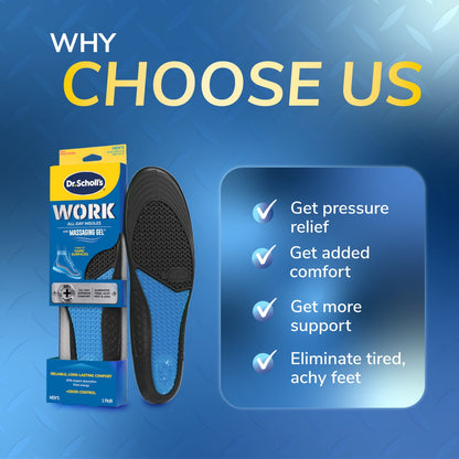 (3 pack) Dr. Scholl's Work Massaging Gel Advanced Insoles for Men, Size 8-14