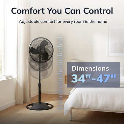 Lasko 16" 3-Speed Oscillating, Adjustable Height, Pedestal Fan S16500