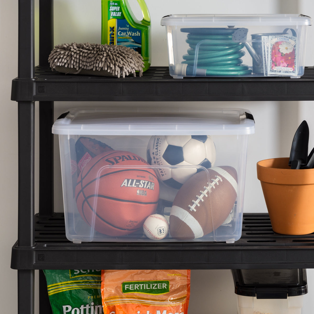 IRIS 60 Qt. Plastic Storage Bins with Lids, Stackable Storage Containers, Totes, 4 Pack