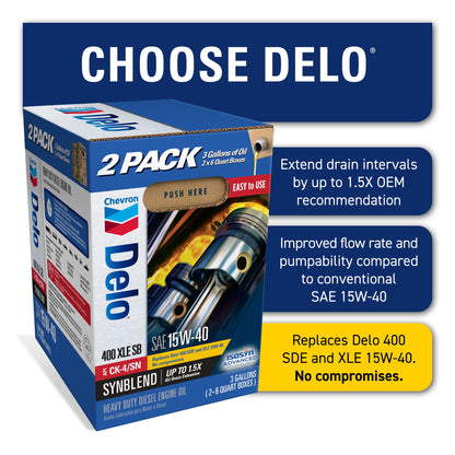 DELO XLE SB Synthetic Blend Diesel Motor Oil SAE 15W-40 3 Gallon Smart Change