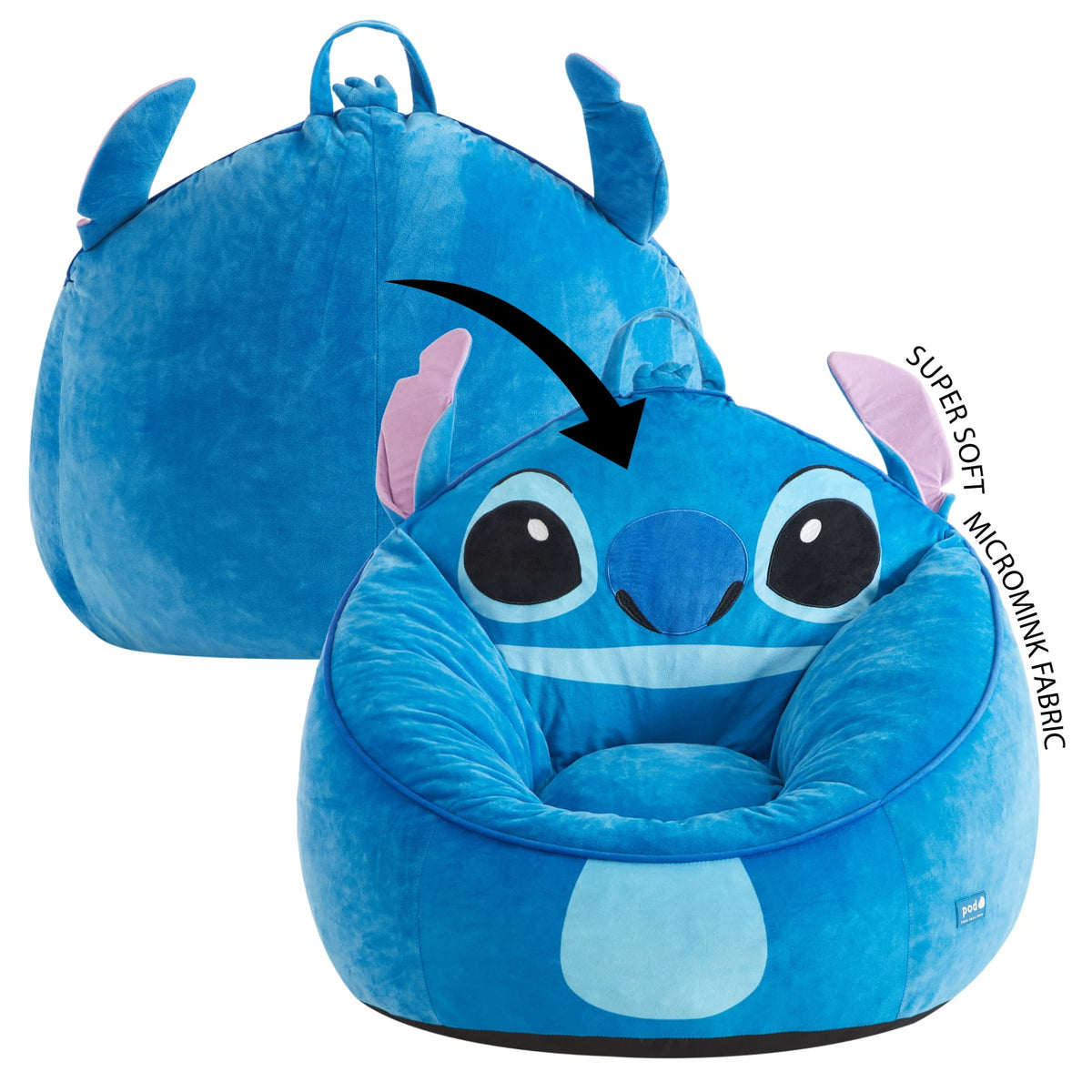 Disney Stitch Kids' Compressed Foam Bean Bag Chair, Blue