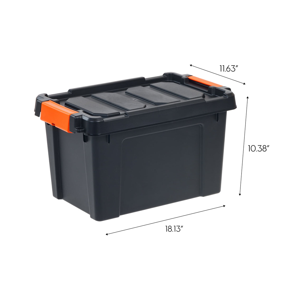 IRIS 5 Gallon Black Plastic Latching Storage Bin with Lid Tote, Plastic Storage Container with Lid, 4-Pack