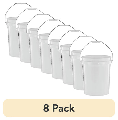 (12 pack) United Solutions 5 Gallon Round Utility Bucket, Comfort Handle, Plastic, White, PN0149, 1 Each