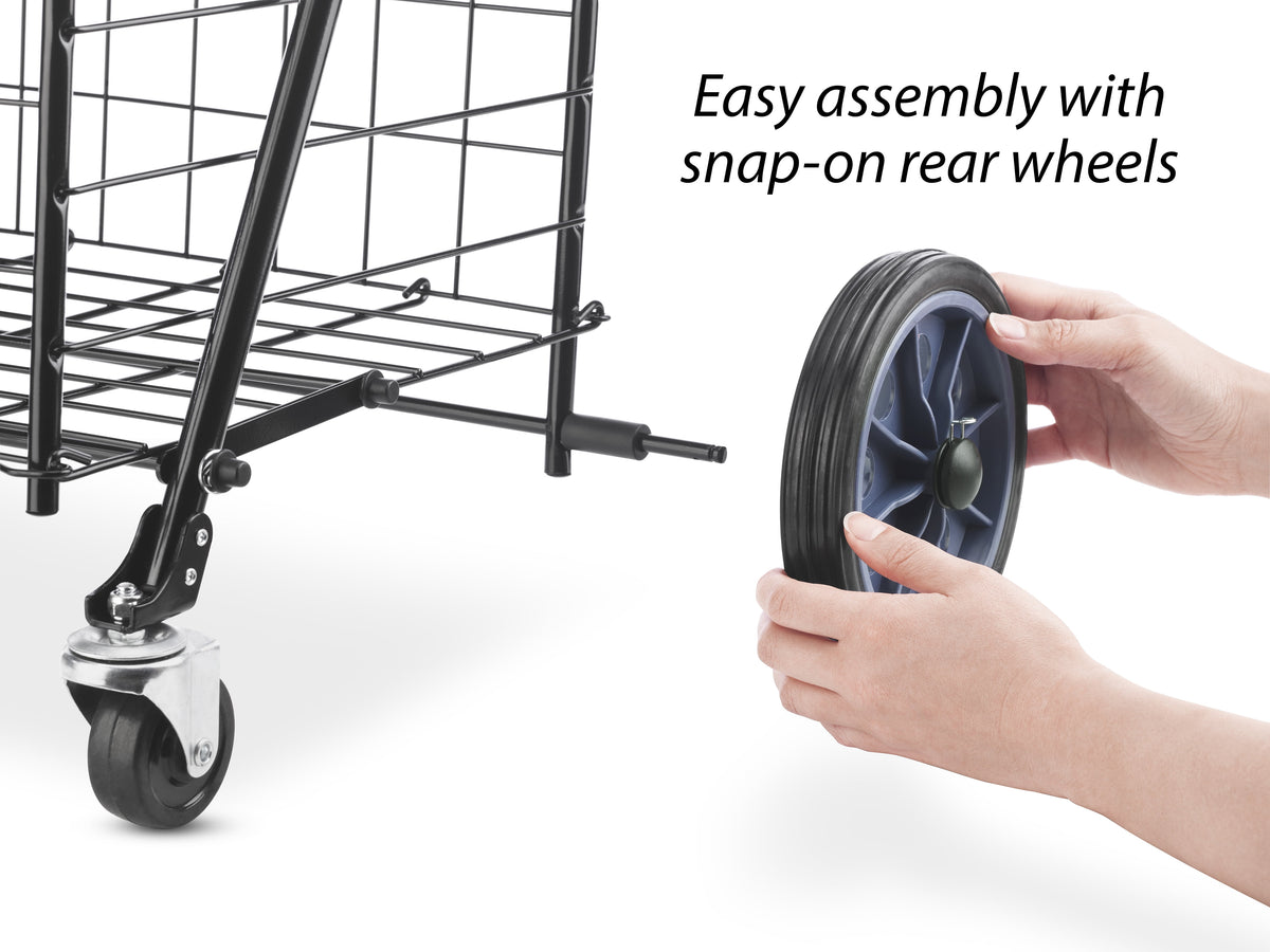Mainstays Metal Rolling Utility Shopping Cart with Foldable Design