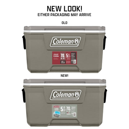 Coleman Classic 70 QT Hard-Sided Ice Chest Cooler, Silver Ash