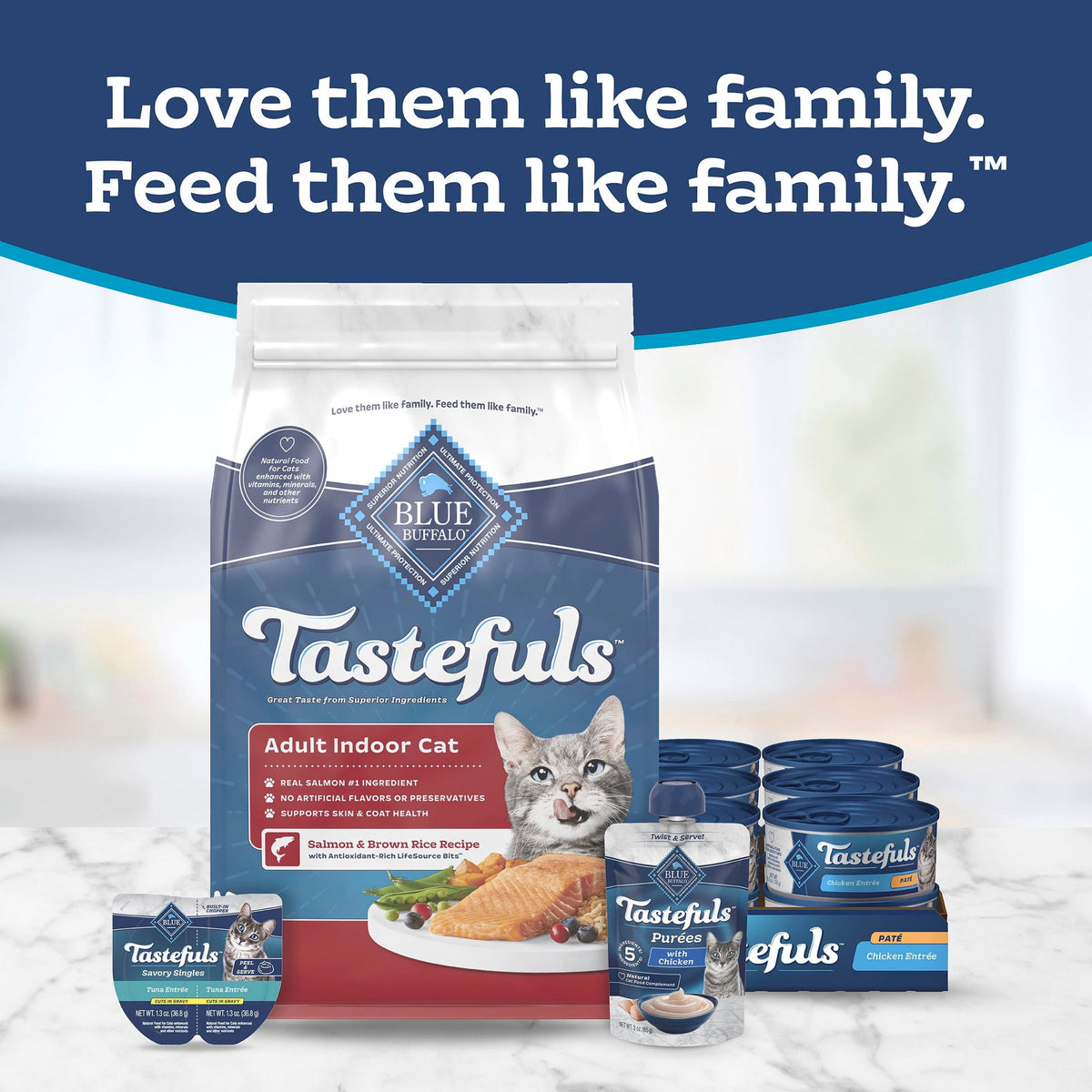 Blue Buffalo Tastefuls Natural Dry Food for Adult Indoor Cats, Salmon & Brown Rice Recipe, 15-lb Bag