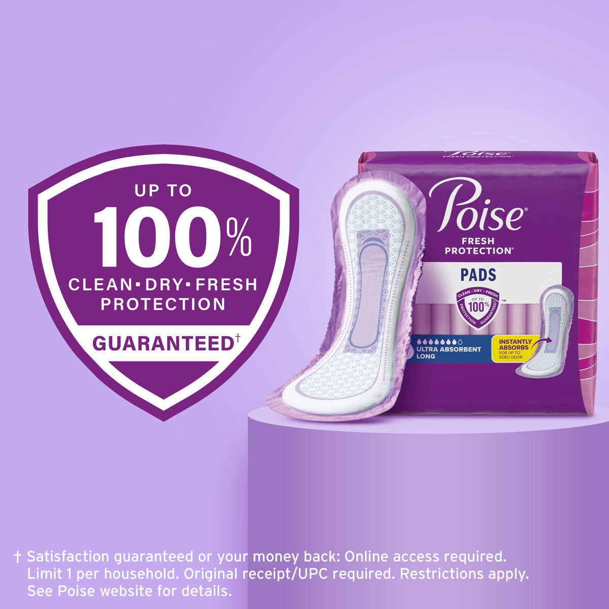 Poise Women's Incontinence Pads, Ultra Absorbency, Long Length (39 Count)