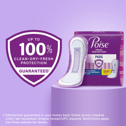 Poise Women's Incontinence Pads, Ultra Absorbency, Long Length (39 Count)