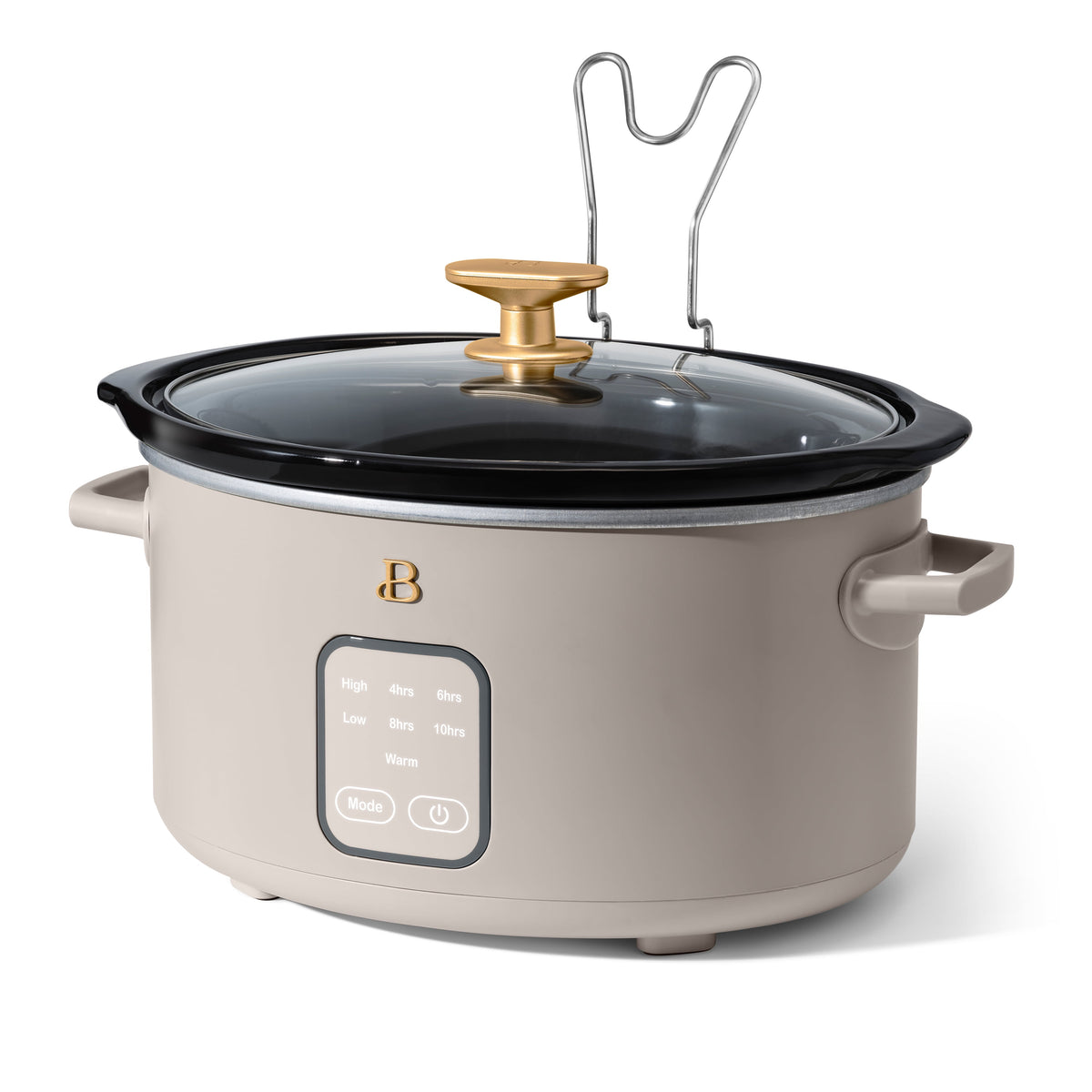 Beautiful 4Qt Slow Cooker with Touch-Activated Display, Porcini Taupe by Drew Barrymore