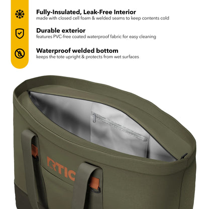 RTIC 58-Can, 35 Ltr, Insulated Tote Bag, Cooler Bag with Leak-Free Interior, Olive