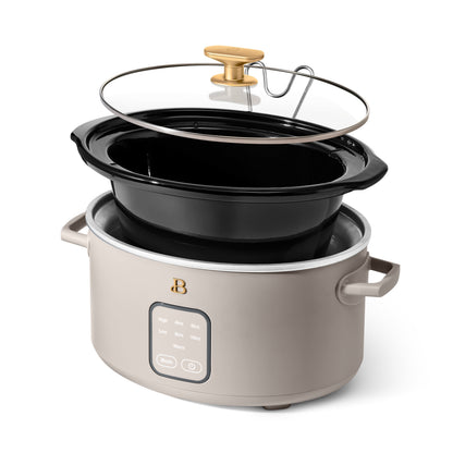 Beautiful 4Qt Slow Cooker with Touch-Activated Display, Porcini Taupe by Drew Barrymore