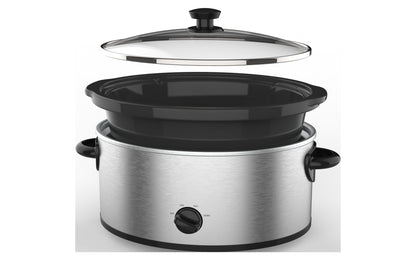 Mainstays 6 Quart Oval Slow Cooker, with Stainless Steel Finish and Glass Lid