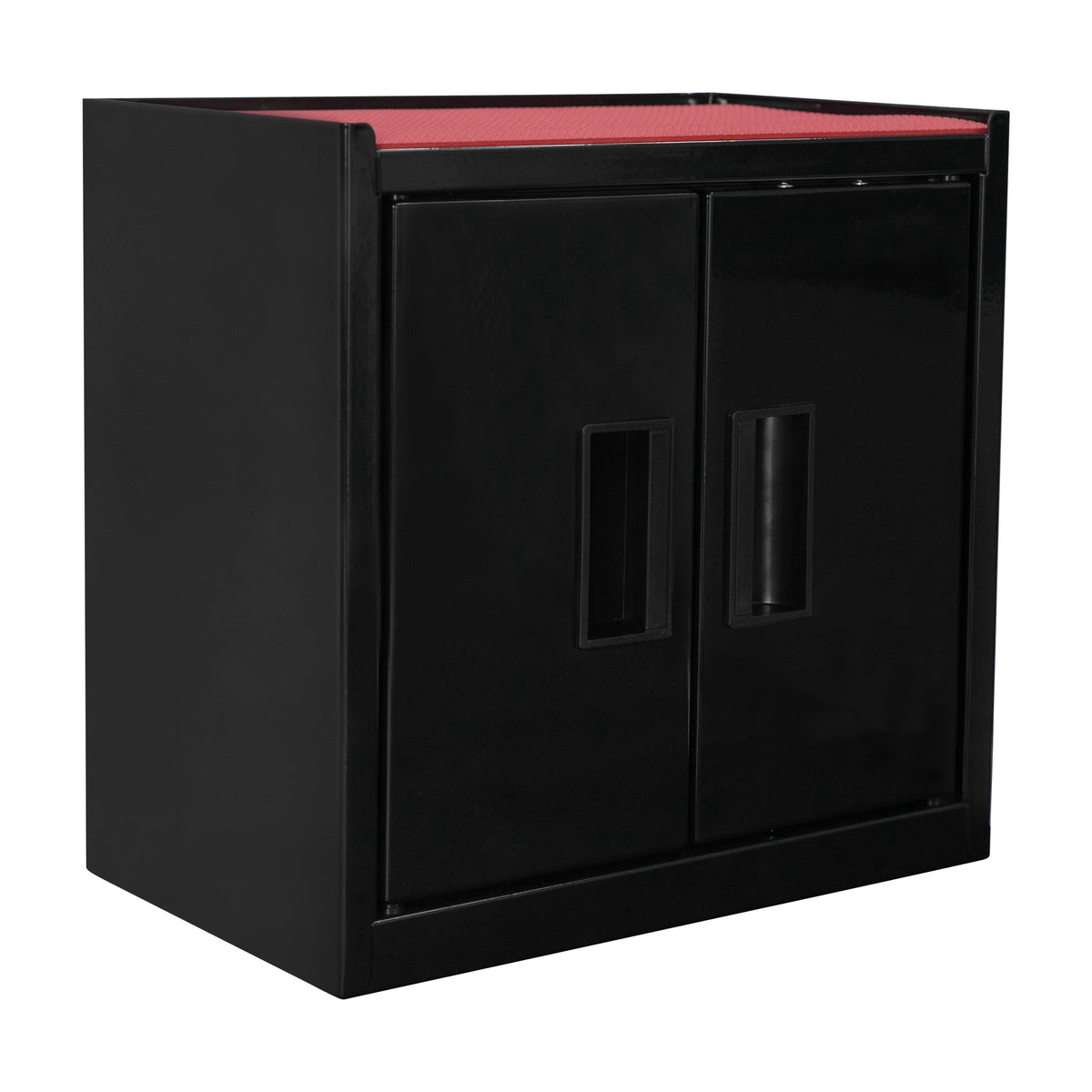 Hyper Tough Mini Tool Cabinet, 11.6 in, Steel, Black, Double Doors, Non-Slip Top Mat