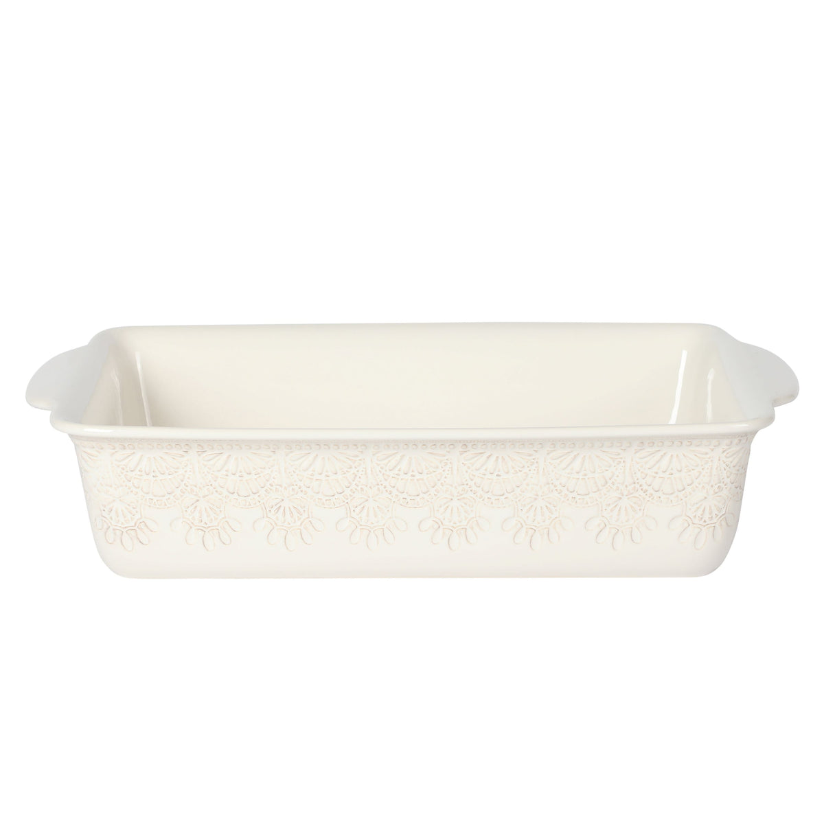 The Pioneer Woman Vintage Lace 13" x 9" 6 qt Linen Ceramic Casserole Baking Dish, with Wood Lid