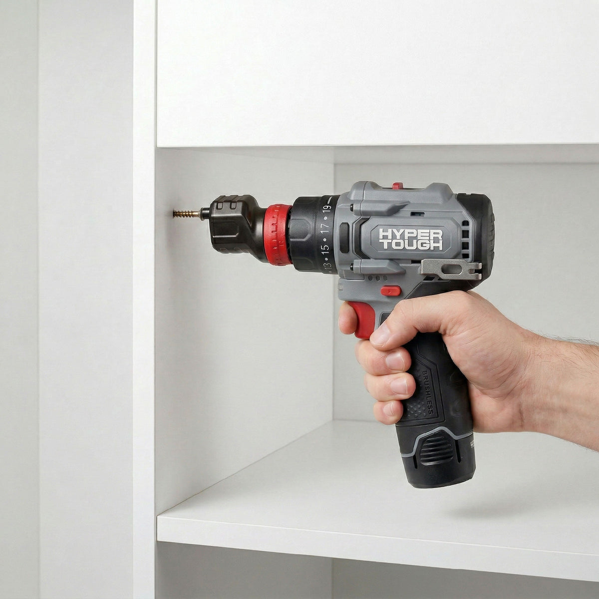 Hyper Tough 12V Max Lithium-Ion 4-in-1 Multi-Head Cordless Power Drill with 2.0Ah Battery and USB-C Charging Cable