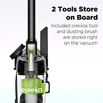 Eureka Bagless Upright Vacuum, Airspeed, Ultra Lightweight & Compact Design, with Crevice Tool, Dusting Brush and Large Dustcup, NEU100, Green & Black