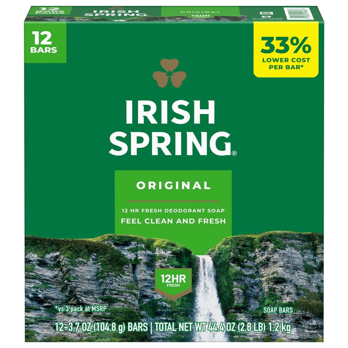 (4 pack) Irish Spring Bar Soap for Men, 12 HR Fresh Deodorant Soap, Original Scent, 3.7 oz Soap Bar (12 Pack)