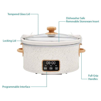 The Pioneer Woman 6-Quart Portable Linen Speckle Slow Cooker