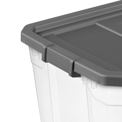 Sterilite Extra Large Stackable Storage Bin, 108 Quart Durable Clear Plastic Storage Container with Latch Lid, Dark Gray, 4 Pack