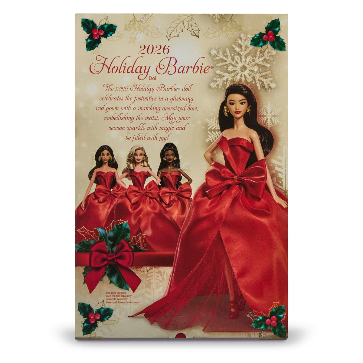 Barbie Signature 2026 Holiday Barbie Fashion Doll, Seasonal Collector, Red Hair with Red Gown with Bow Detai