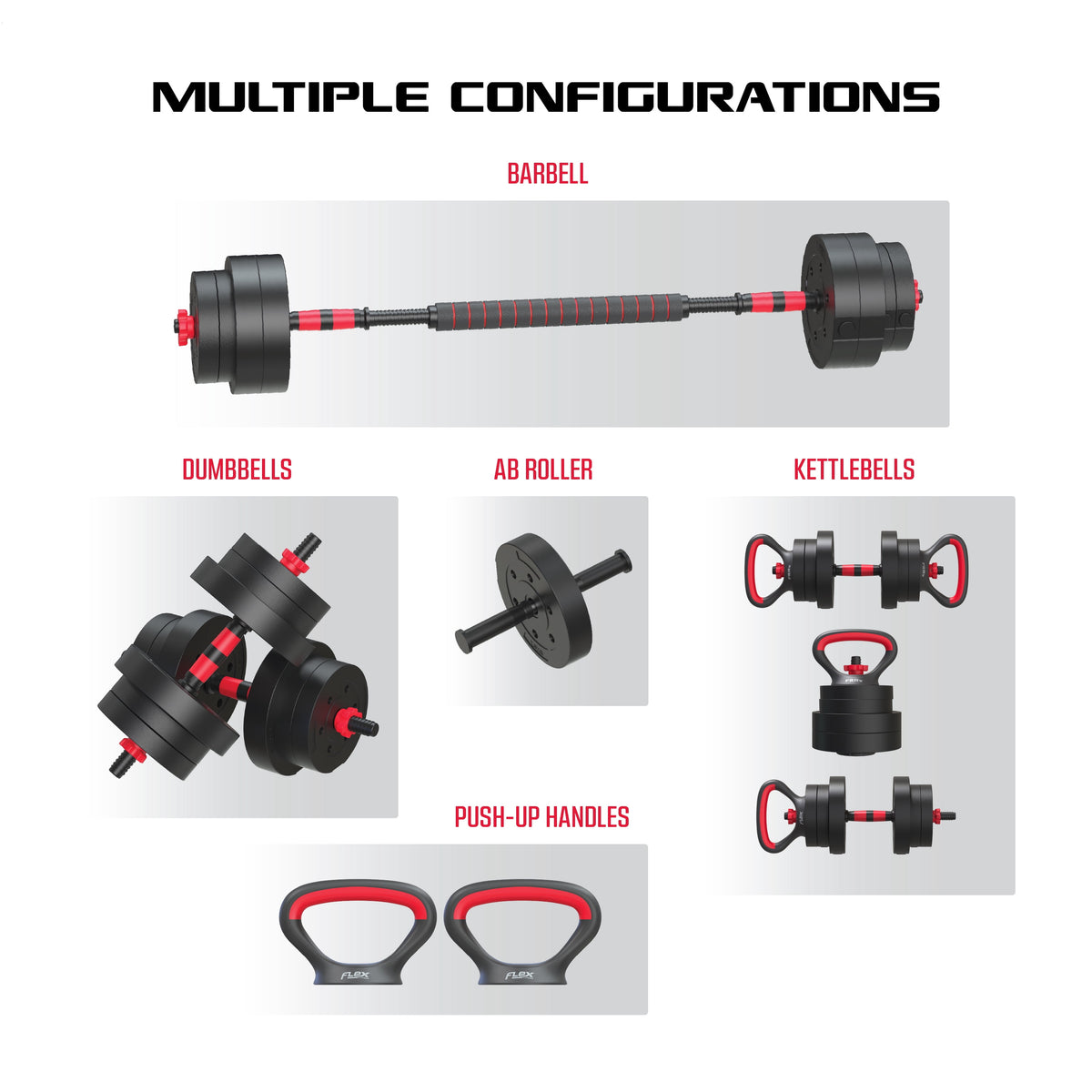 FitRx Smartbell Gym 5-in-1 Adjustable Dumbbell Set & Weight Set for Home Workouts, 45 lbs