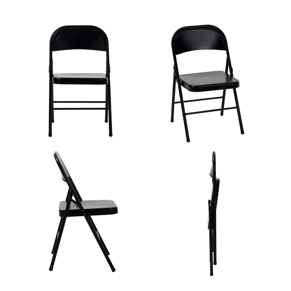 Mainstays Steel Folding Chair, Black, Set of 4