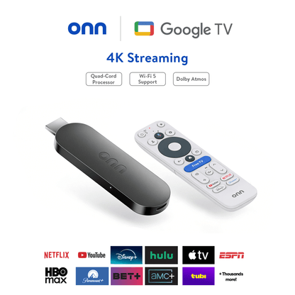 onn 4K Streaming Device, Google TV with Gemini (NEW 2026 Model) - Fast Streaming, Ultra HD, 8GB Storage, 2GB RAM, Remote With Voice Control - U.S. Compatible only
