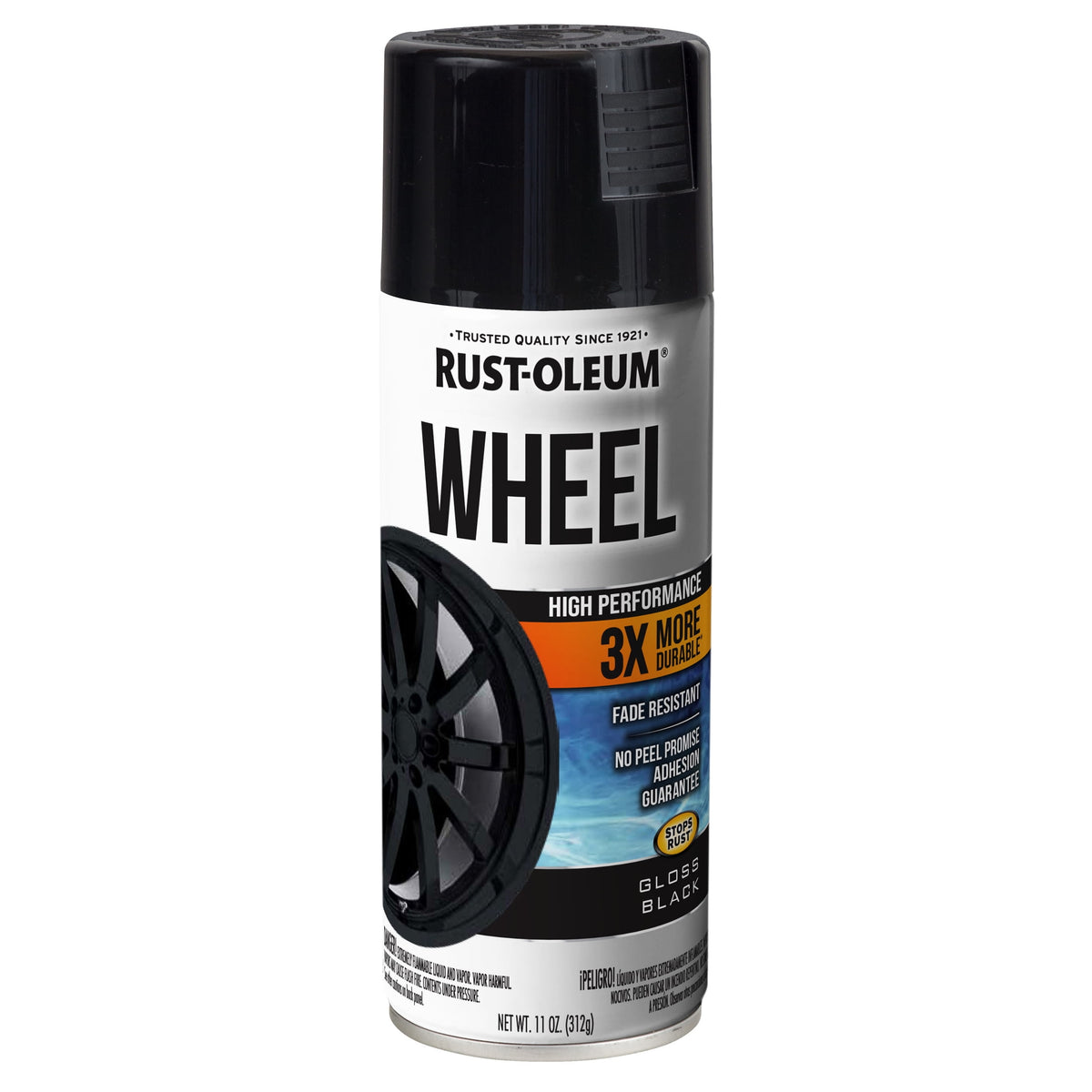 (4 pack) Rust-Oleum Automotive Wheel 3X Gloss Spray Paint, Black, 11 oz