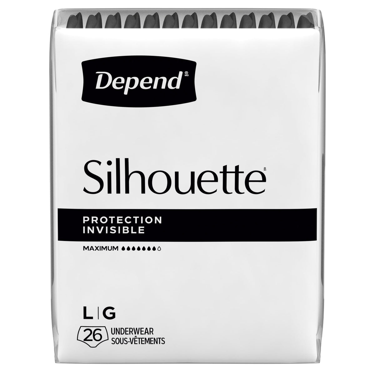 Depend Silhouette Women’s Incontinence & Postpartum Bladder Leak Underwear, L, 52 Count