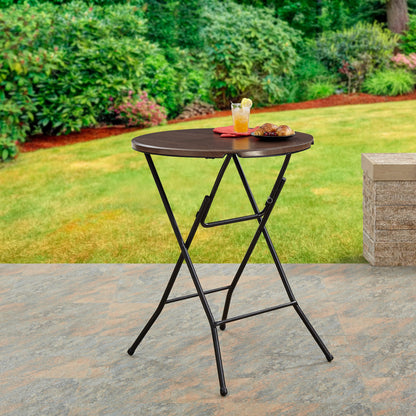 Mainstays 31 in Round High-Top Cocktail Folding Table, Walnut