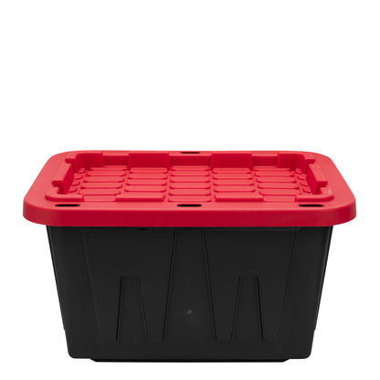 Hyper Tough 12 gal Snap Lid Storage Bin, Black and Red, Pack of 4