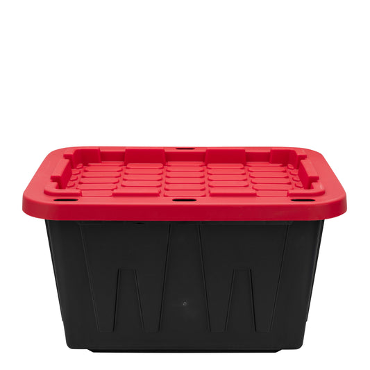 Hyper Tough 12 gal Snap Lid Storage Bin, Black and Red, Pack of 4