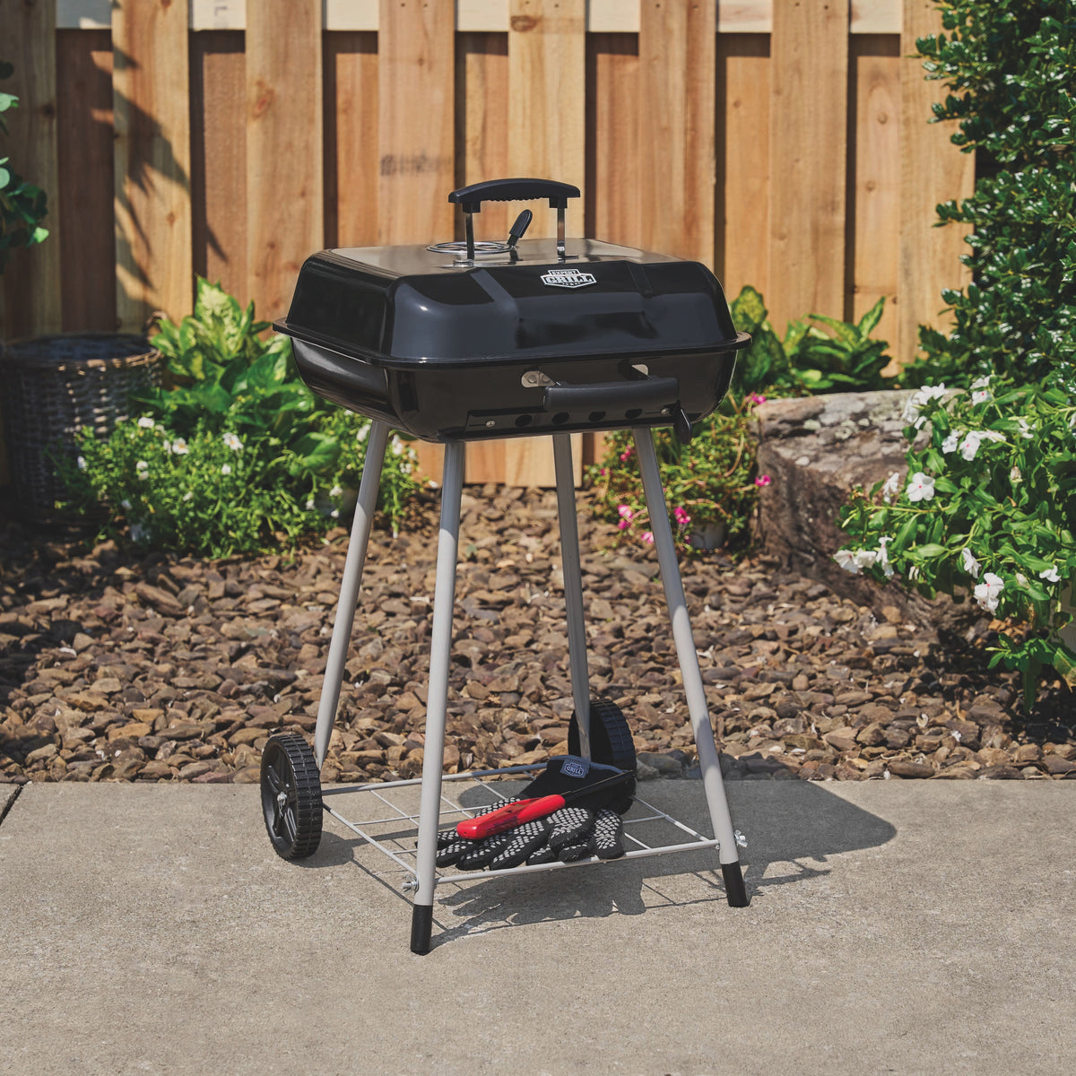 Expert Grill 17.5 Inch Charcoal Grill with Wheels and Adjustable Dampers