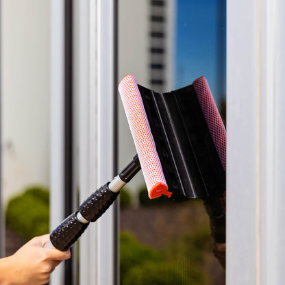 Libman Black and Red Telescopic Window Washer Squeegee and Sponge Combination Assembled Height 96"