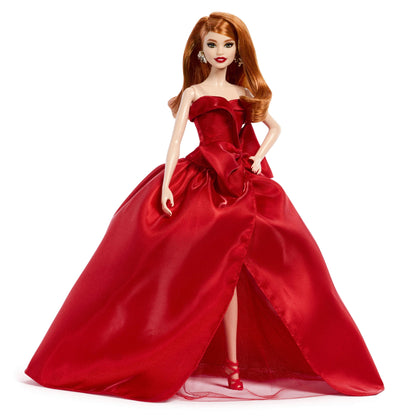 Barbie Signature 2026 Holiday Barbie Fashion Doll, Seasonal Collector, Red Hair with Red Gown with Bow Detai