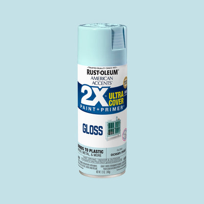 (6 pack) Ocean Mist, Rust-Oleum American Accents 2X Ultra Cover Gloss Spray Paint-327905, 12 oz