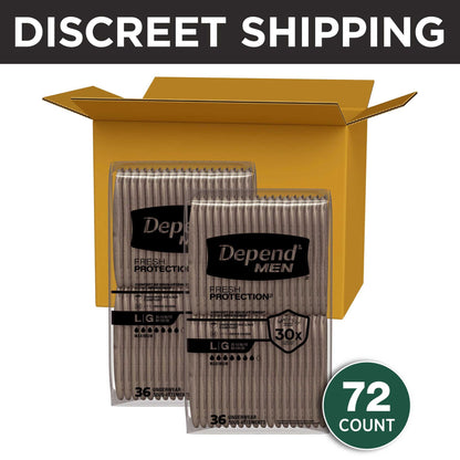 Depend Fresh Protection Incontinence Underwear for Men, Adult Diapers, L (72 Count)