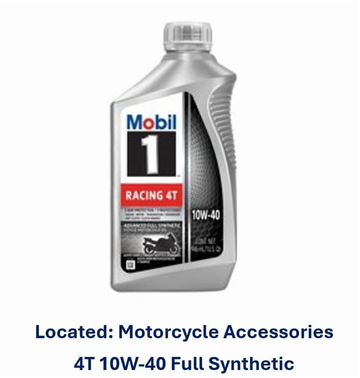 (3 pack) Mobil 1 Racing 4T Full Synthetic Motorcycle Oil 10W-40, 1 Quart