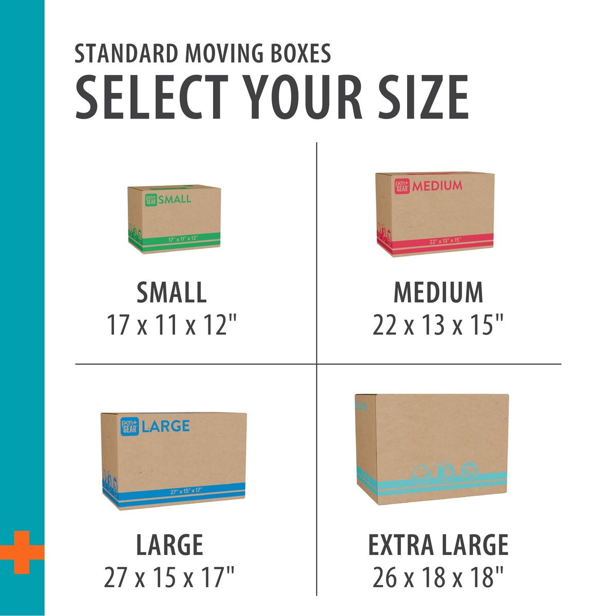 (25 pack) Pen+Gear Medium Moving Box, 22 in. L x 13 in. W x 15 in. H, Kraft