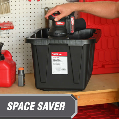 Hyper Tough 12 gal Snap Lid Storage Bin, Black and Red, Pack of 4
